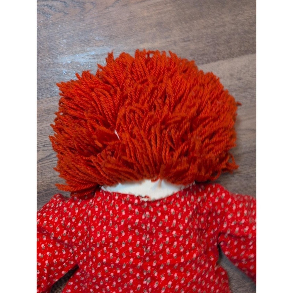 Vintage Raggedy Ann Handmade Rag Doll Red Floral Dress Yarn Hair 36 Inch - Picture 12 of 16